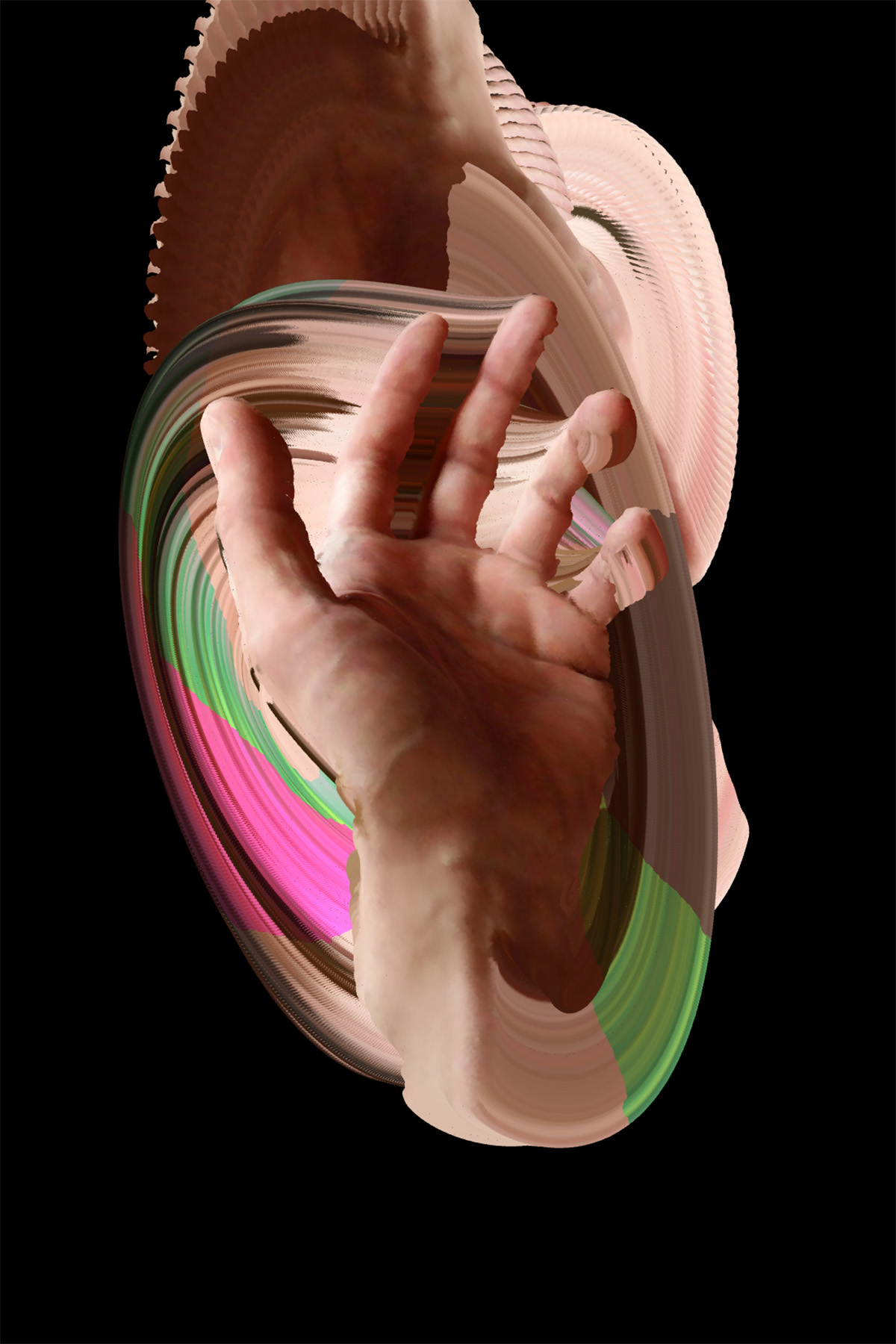 Generative portrait assembled from mesh slices