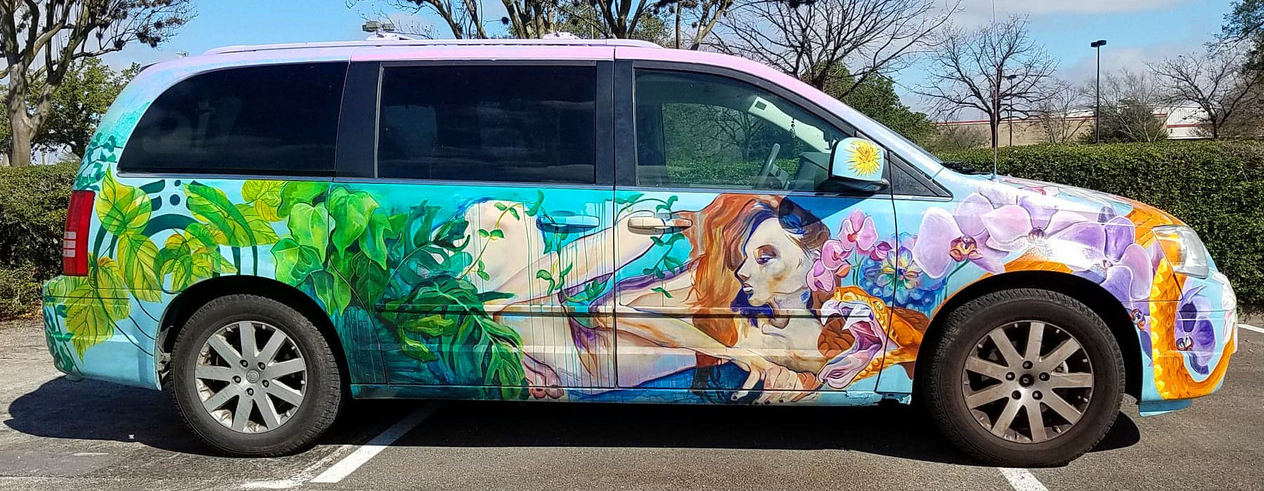 Rear view of Rainbow Rider highlighting sculptural tail