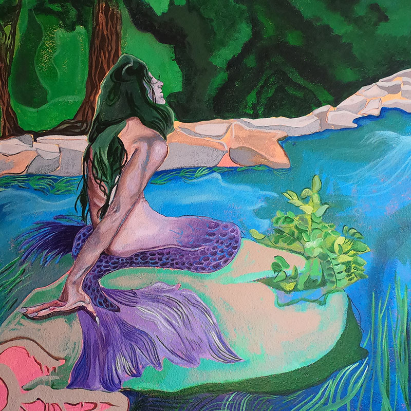 Detail of the San Marcos Mermaid face